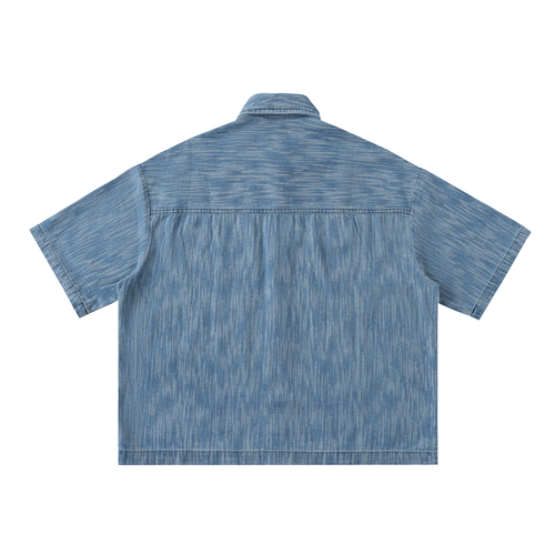 Distressed Wash Short-Sleeve Shirt